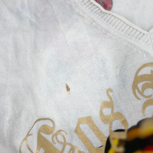 Pre-Owned Vintage Ed Hardy Tunic Sweater Y2K  SizeM White/Cream 100% Cotton - Picture 11 of 12